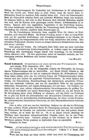 77, Rudolf Goldscheid, Grundlinien zu einer Kritik der Willenskraft, 1905