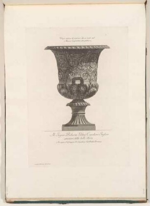 Vaso antico di marmo che si vede nel Museo Capitolino (Andere Ansicht derselben Vase), aus der Folge "Vasi, Candelabri, Cippi, Sarcofagi"