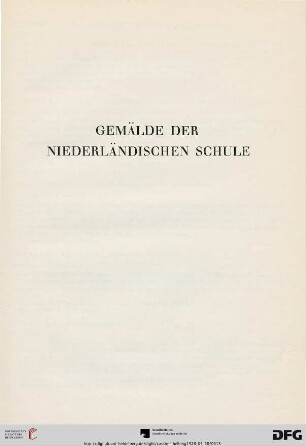 Gemälde der niederländischen Schule (Nr. 1-43)