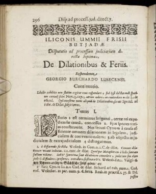Disputatio [...] Septima, De Dilationibus & Feriis.