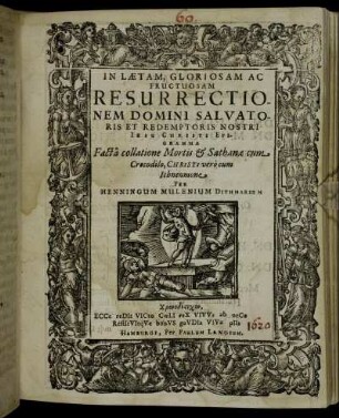 In Laetam, Gloriosam Ac Fructuosam Resurrectionem Domini Salvatoris Et Redemptoris Nostri Jesu Christi Epigramma : Facta collatione Mortis & Sathanae cum Crocodilo, Christi vero cum Ichneumone