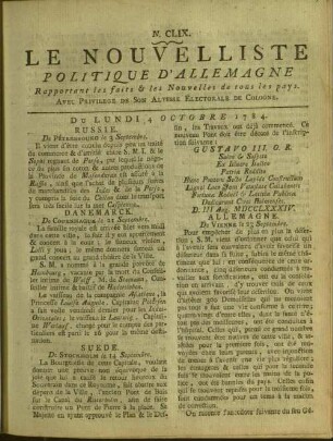 Le nouvelliste politique d'Allemagne. 1780-1787