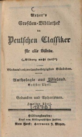 Anthologie aus Wieland, 6. Gedanken und Aphorismen ; 2