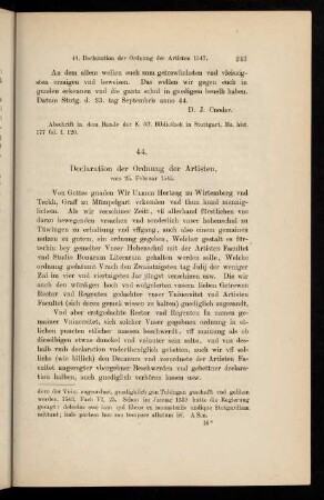 243-246, 44. Declaration der Ordnung der Artisten vom 25. Februar 1545.