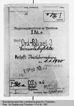 Dienstanweisungen für die Preisüberwachung
