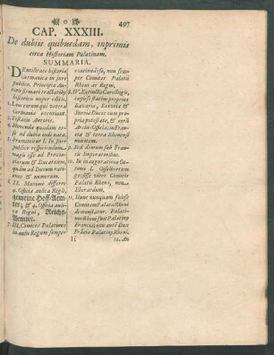 Cap. XXXIII. De dubiis quibusdam, inprimis circa Historiam Palatinam.