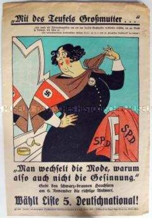 Illustriertes Flugblatt der Deutschnationalen Volkspartei zur Reichstagswahl am 6. November 1932