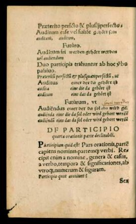 De Participio quarta orationis parte declinabili.