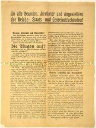 Programmatischer Wahlaufruf der Vereinigten Sozialdemokratischen Partei am 5. November 1922 - vermutlich zu den Landtagswahlen in Sachsen