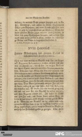 XVIII. Hauptstück. Fernere Widerlegung des zweyten Theiles im bellarminischen Hauptargumente.