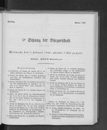 5te Sitzung der Bürgerschaft.