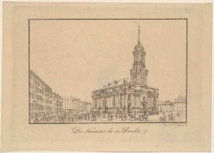 Die neue Kreuzkirche in Dresden nach Südosten vom Altmarkt aus