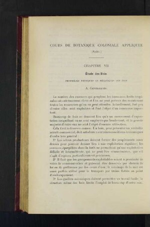 Cours De Botanique Coloniale Appliquée.