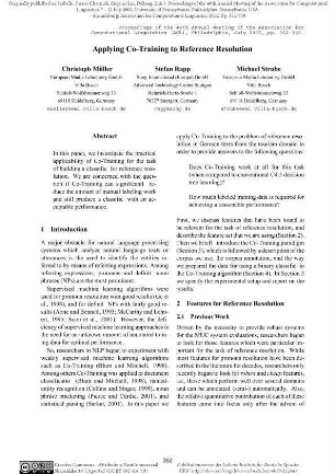 Applying co-training to reference resolution