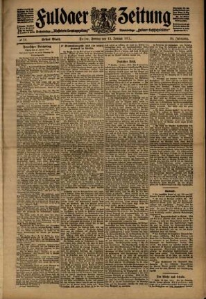 Erste Ausgabe vom Freitag, den 13. Januar 1911.