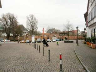 Stadtbild - Freihof nach Nordosten mit Klosteranlage und Klostermauer in Übersicht