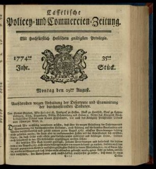 35tes Stueck, Montag den 29ten August 1774