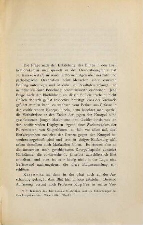 Ueber die Entstehung rother Blutkörperchen im Knorpel am Ossificationsrande