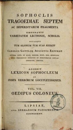 Sophoclis Oedipus Coloneus