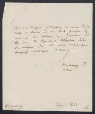 Brief des Staatkanzlers Fürst von Hardenberg