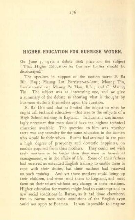 Higher education for burmese women