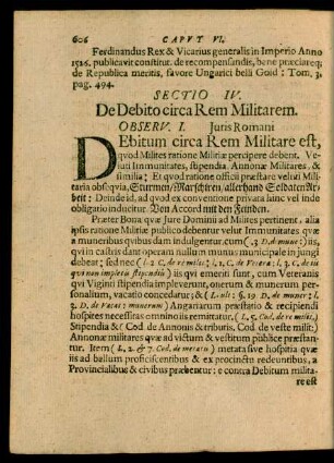 Sectio IV. De Debito circa Rem Militarem
