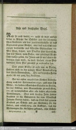 Acht und dreißigster Brief