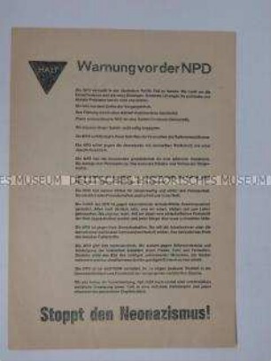 Flugblatt mit dem Aufruf einer Gruppe von Bürgerinitiative aus Salzgitter zur Verhinderung einer NPD-Kundgebung
