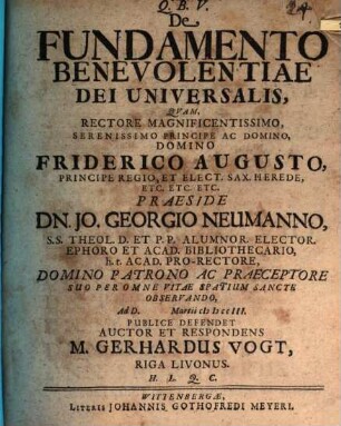 De fundamento benevolentiae Dei universalis