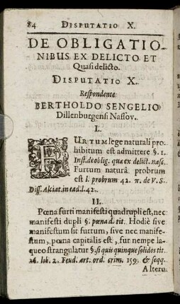 De Obligationibus Ex Delicto Et Quasi delicto. Disputatio X.