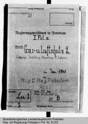 Lehrgänge, Ausbildung und Verwendung von Polizeiangehörigen für den Luftschutz