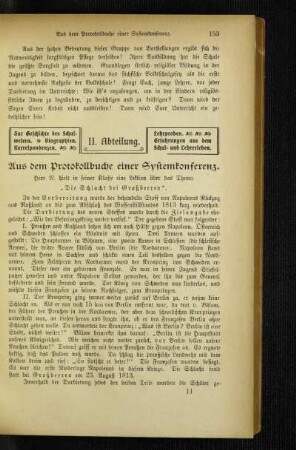 Aus dem Protokollbuche einer Systemkonferenz : Herr R. hielt in seiner Klasse eine Lektion über das Thema "Die Schlacht bei Großbeeren"