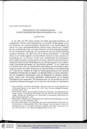 Karl-Heinz Rothenberger - Ernährungs- und Landwirtschaft in der Französischen Besatzungszone 1945-1950