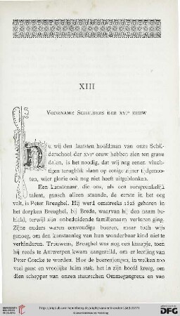 XIII. Voorname schilders der XVIe EEUW