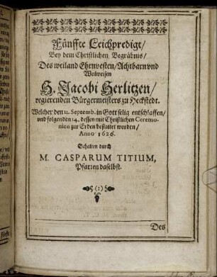 Fünffte Leichpredigt/ [...]
