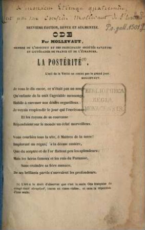 La Postérité, ode