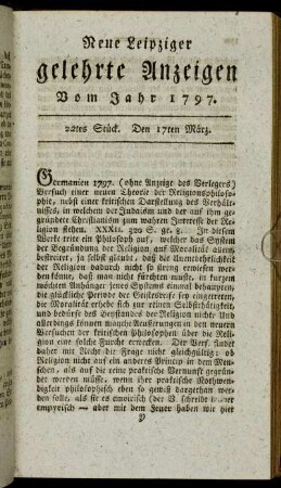 22tes Stück. Den 17ten März.