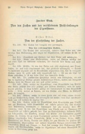 Zweites Buch. Von den Sachen und den verschiedenen Beschränkungen des Eigenthums