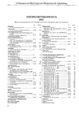 Stichwortverzeichnis 1957