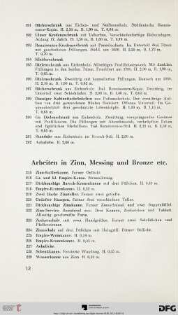 Arbeiten in Zinn, Messing und Bronze etc. (Nr. 215-320)