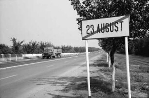 23. August [Kreis Constanta]: 23. August (durchgestrichen) Schild