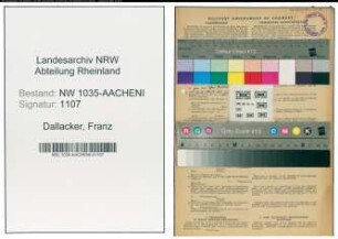 Entnazifizierung Franz Dallacker , geb. 08.04.1891 (Baumeister)