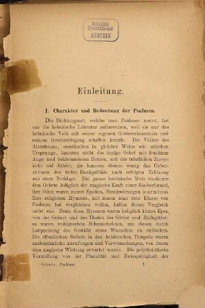 Kritischer Commentar zu den Psalmen nebst Text und Uebersetzung, 1