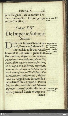 Caput XIV. De Imperio Sultani Selimi