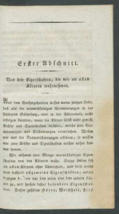 Erster Abschnitt. Von den Eigenschaften [...].
