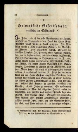 II. Helvetische Gesellschaft, errichtet zu Schinznach