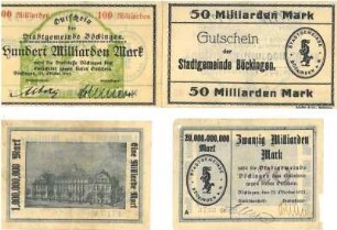 Gutscheine (Notgeldscheine) der Stadt Böckingen (Ausgabedatum 25.10.1923)