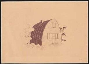 Wettbewerb »Das wachsende Haus« für die Ausstellung »Sonne, Luft und Haus für Alle« 1932 auf dem Messegelände, Berlin-Charlottenburg: Endgültiges Projekt, perspektivische Ansicht