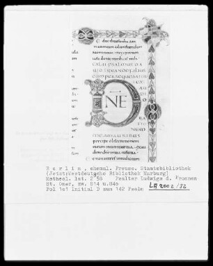 Psalter Ludwigs des Deutschen — Initiale D und Bordüre, Folio 101recto