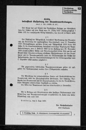 12 Verschiedene beamtenrechtliche Vorschriften